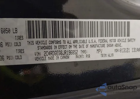 2018 Dodge Grand Caravan Gt из США, поврежденный, VIN 2C4RDGEG6JR196852